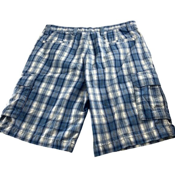 Dockers Men's Blue Plaid Cargo Shorts‎ Size 34 100% Cotton - Picture 2 of 5
